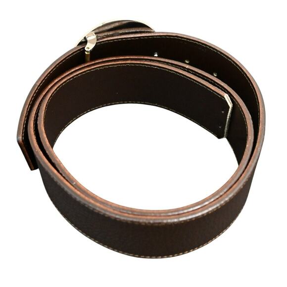 Burberry Brown Pebbled Leather Adjustable Silver Buckle Belt Size 40 / 100 main image 5